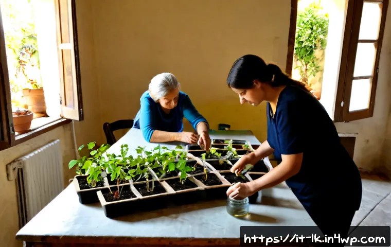 에코크리에이션과 환경 보호의 상관관계 - Photorealistic Italian community workshop in a sunlit renovated warehouse, an older woman and young ...